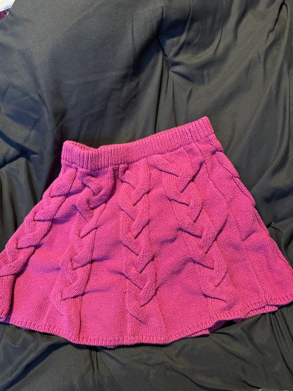 Girls sparkle magenta Cable-Knit Flared Skirt size 7/8